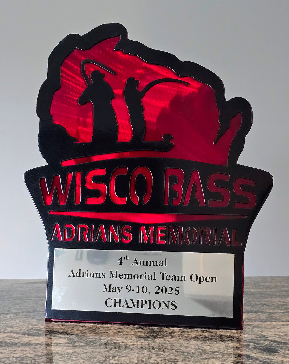 Red Wisco Bass trophy by Elite Metalworking