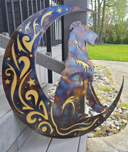 Irish Wolfhound Moon Metal Wall Art