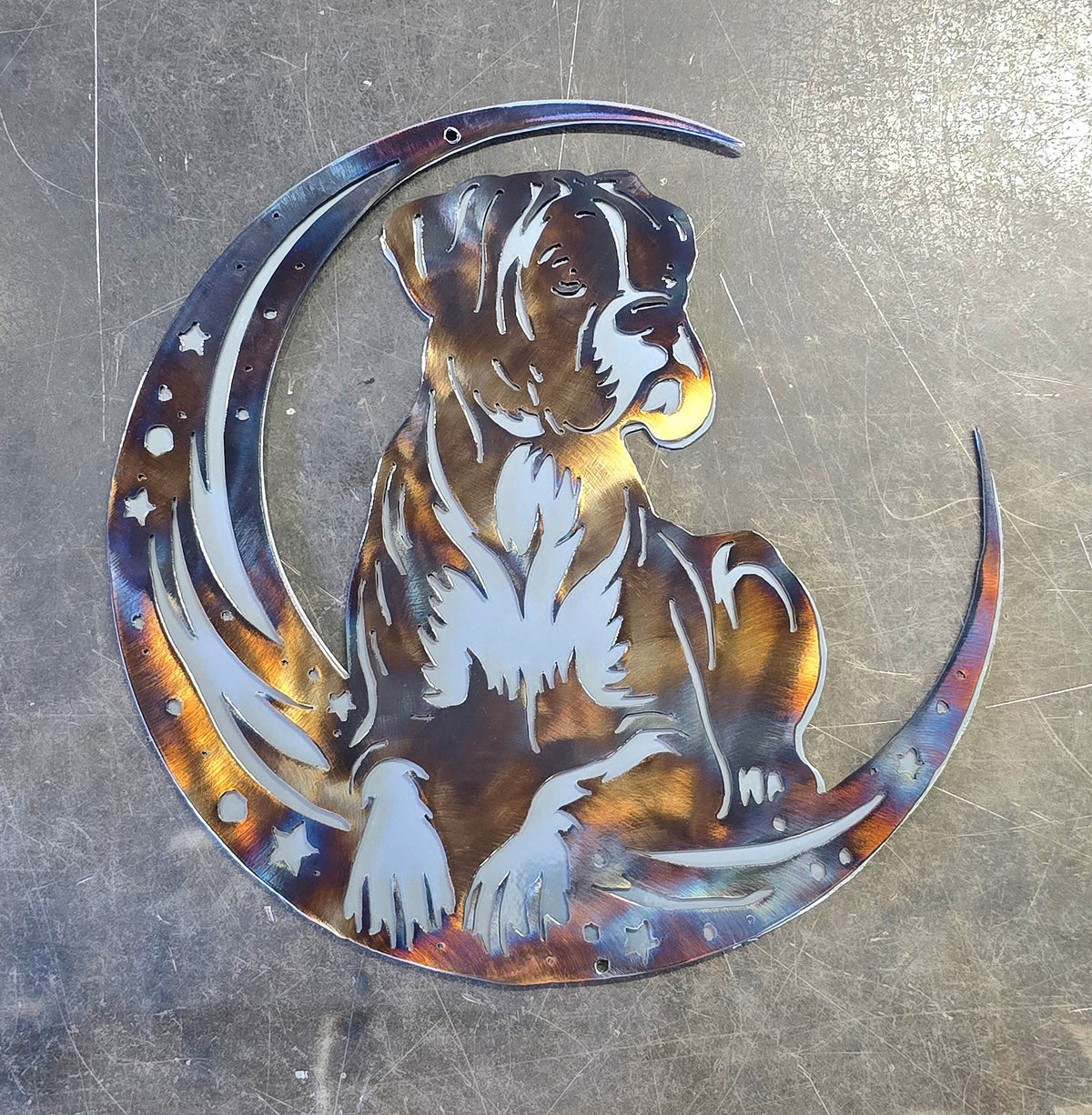 Boxer Moon Metal Wall Art #1