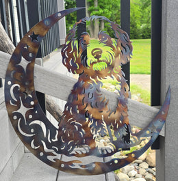 Golden Doodle Moon Metal Wall Art