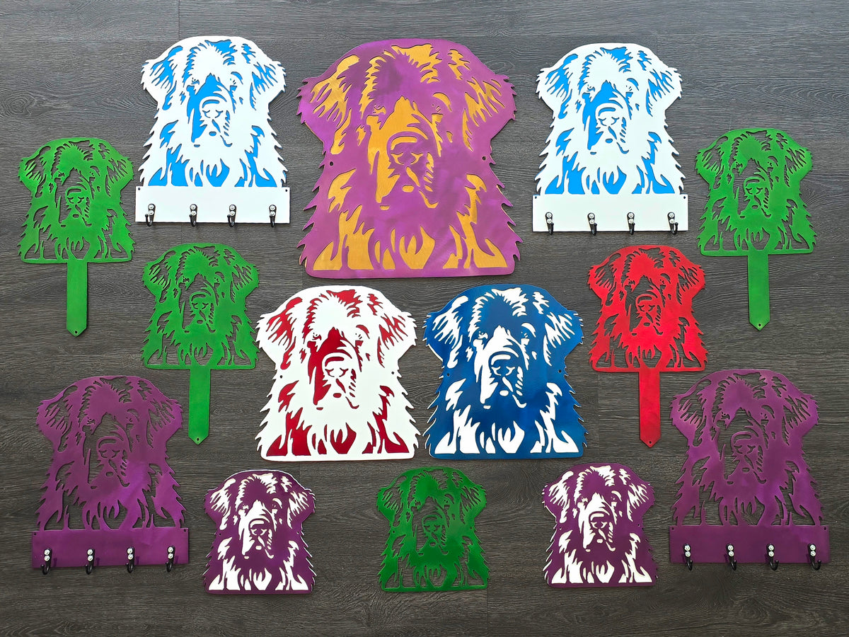 Coordinated dog portraits and garden stakes by Elite Metalworking