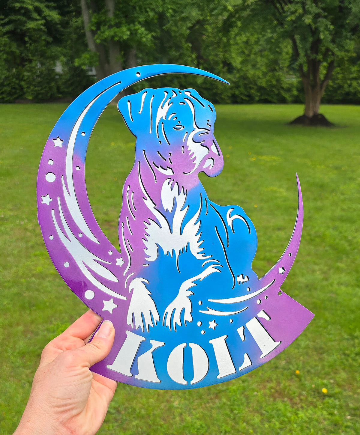 Boxer Moon Metal Wall Art #1