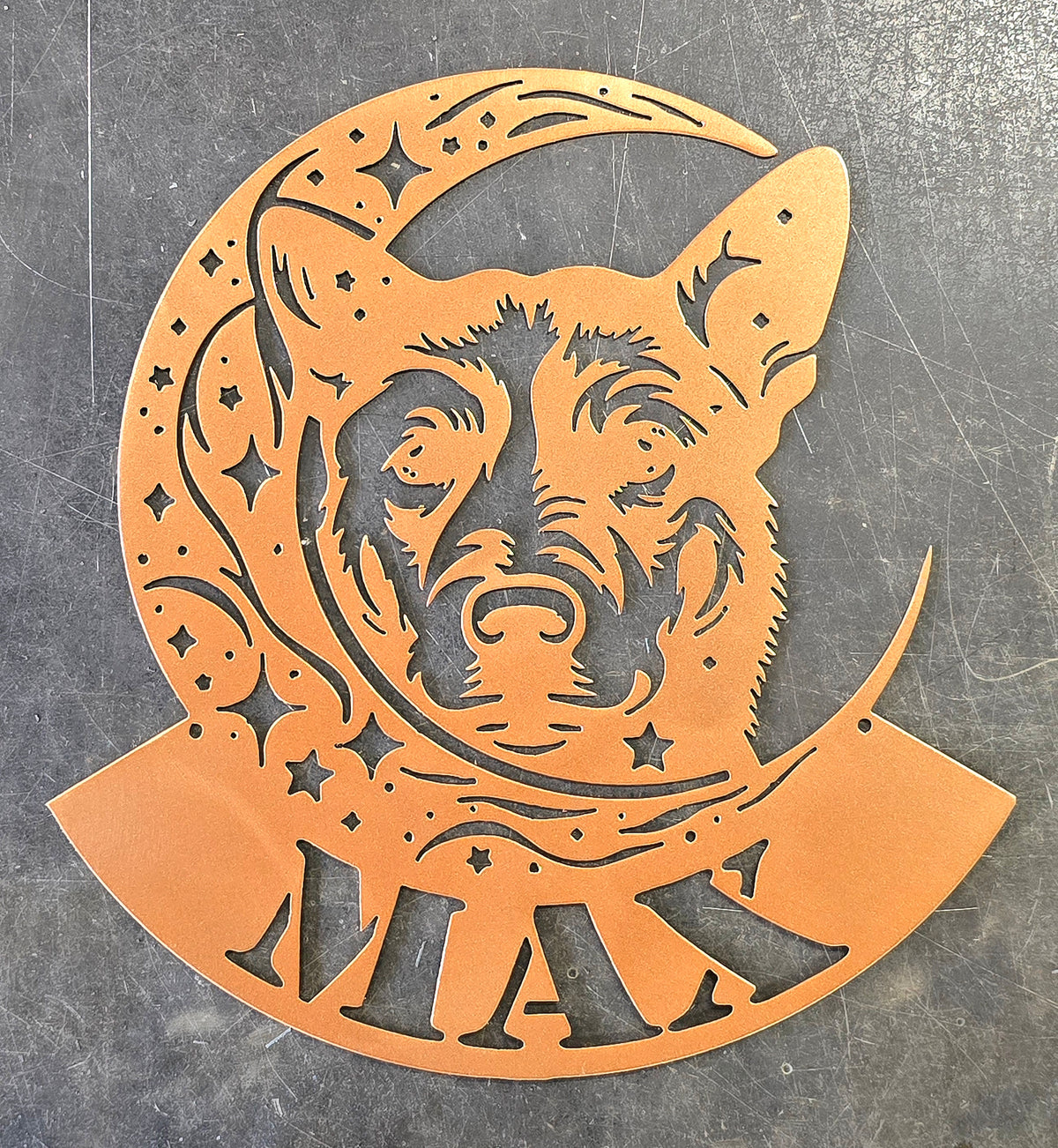 Australian Cattle Dog Moon Metal Wall Art