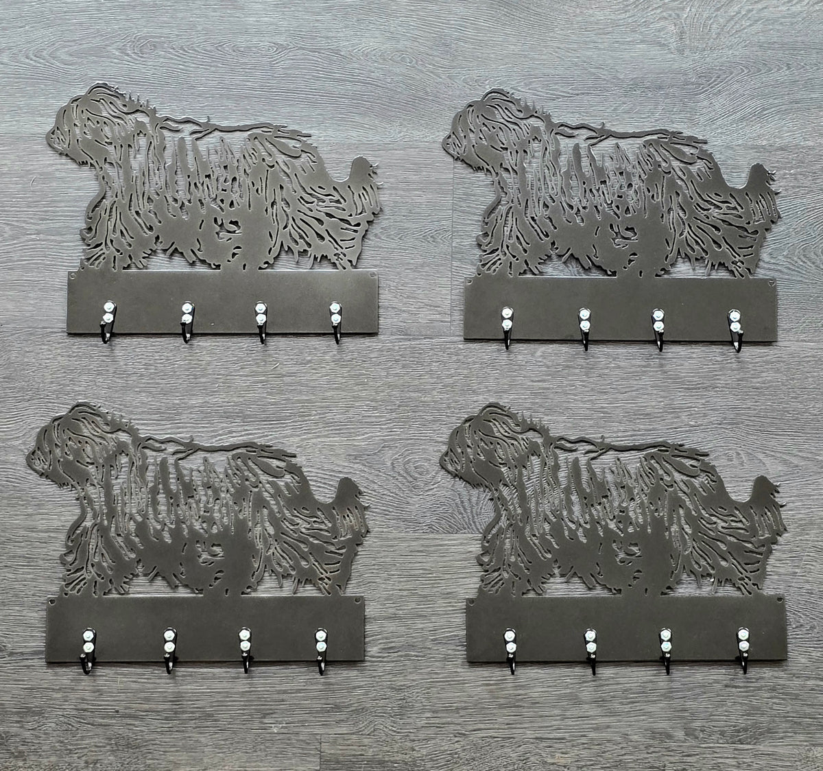 Dog silhouette hook hangers by Elite Metalworking