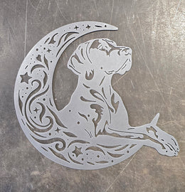 German Shorthaired Pointer Moon Metal Wall Art