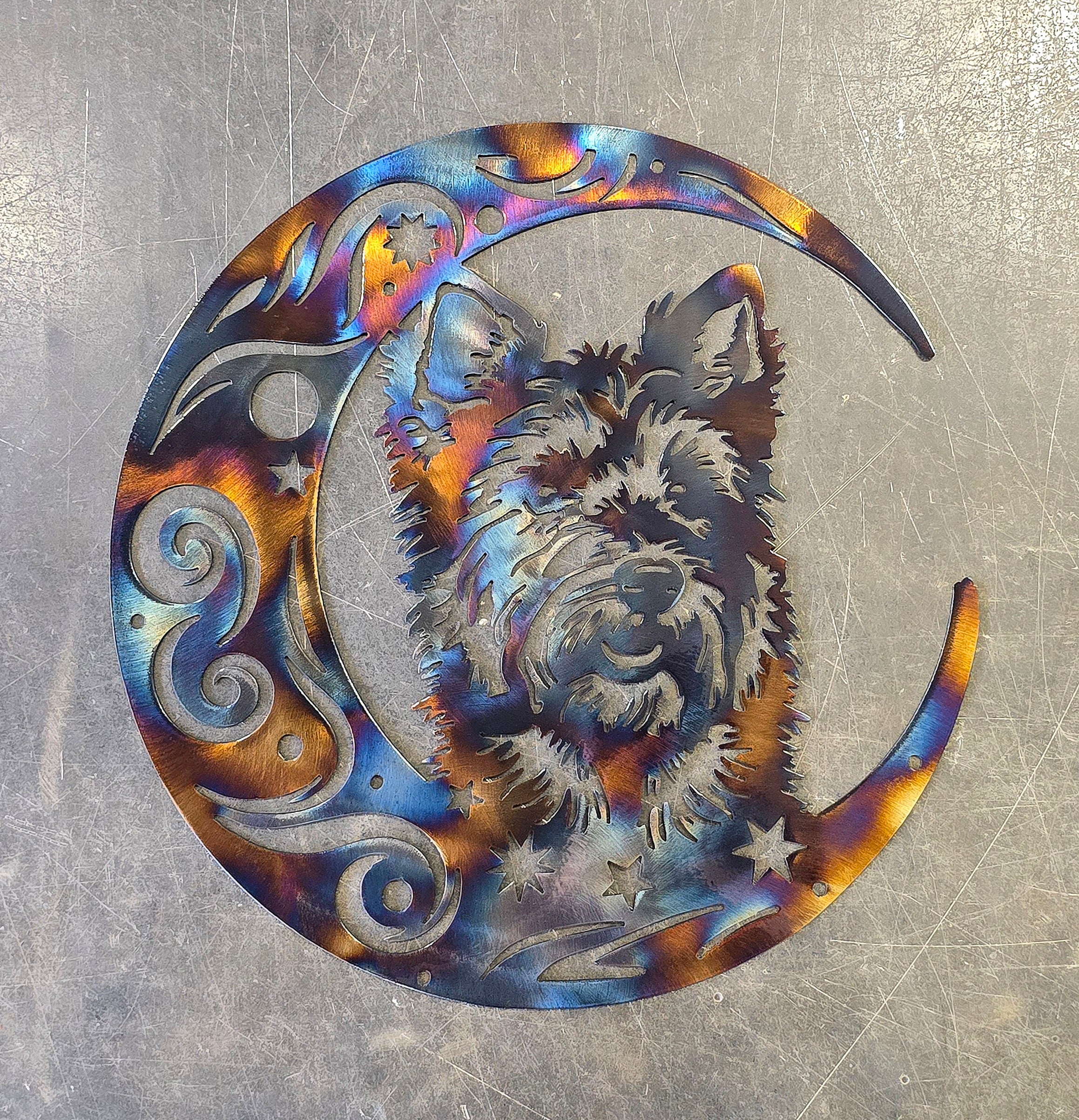 Australian Terrier "On The Moon" Metal Art