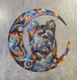 Australian Terrier Moon Metal Wall Art