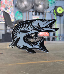 Muskie Metal Hitch Cover made from powder coated steel
