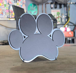 Paw Print Metal Hitch Cover made from powder coated steel