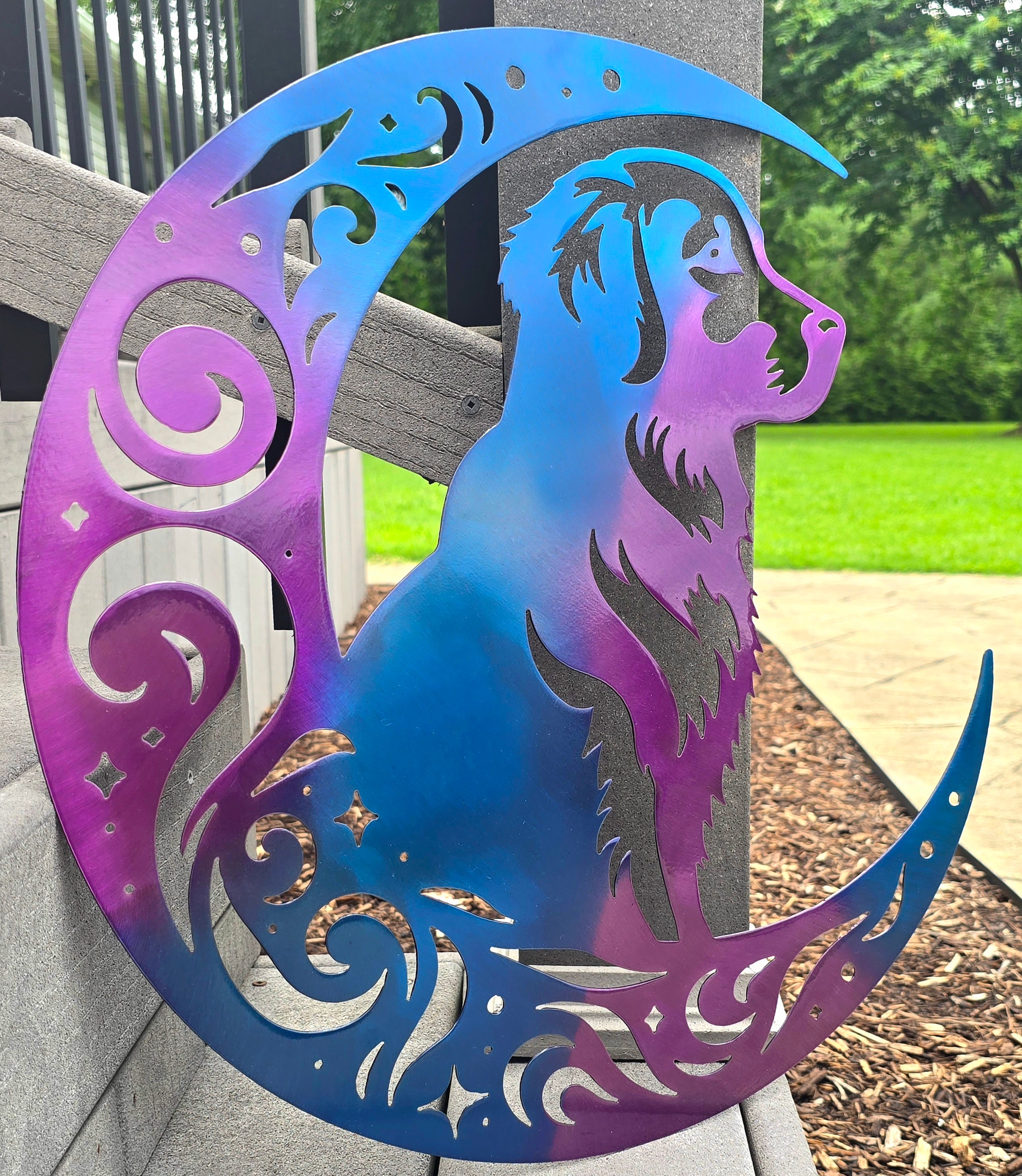 Golden Retriever "On The Moon" Metal Art