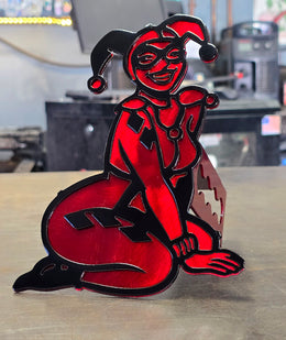 Harley Quinn Metal Hitch Cover made from powder coated steel