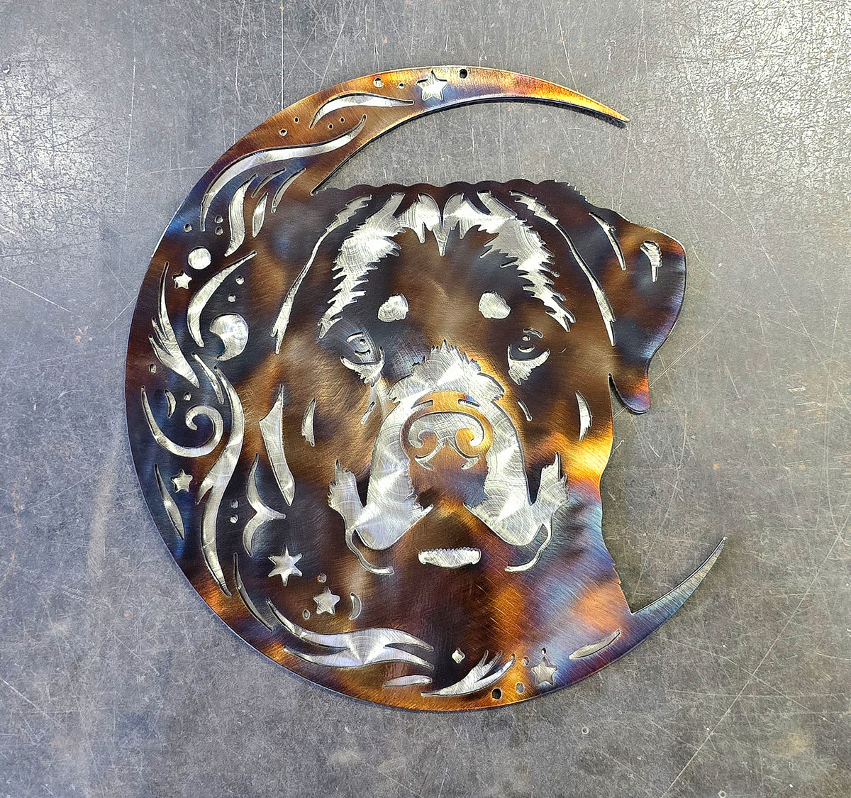Rottweiler Moon Metal Wall Art