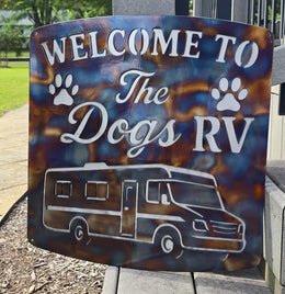 Dogs RV Welcome Metal Wall Art