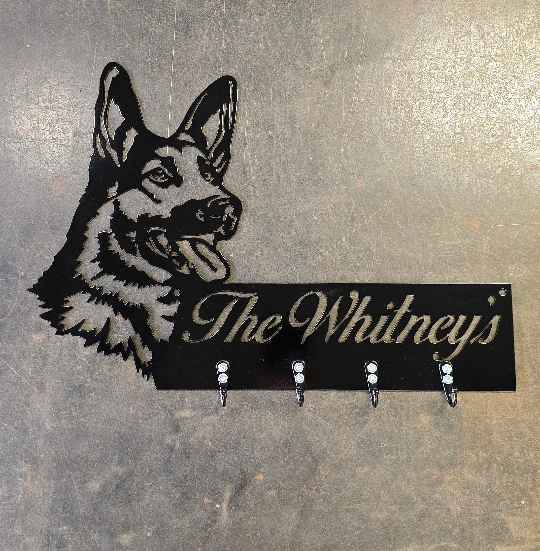 German Shepherd Personalized Key & Leash Hanger