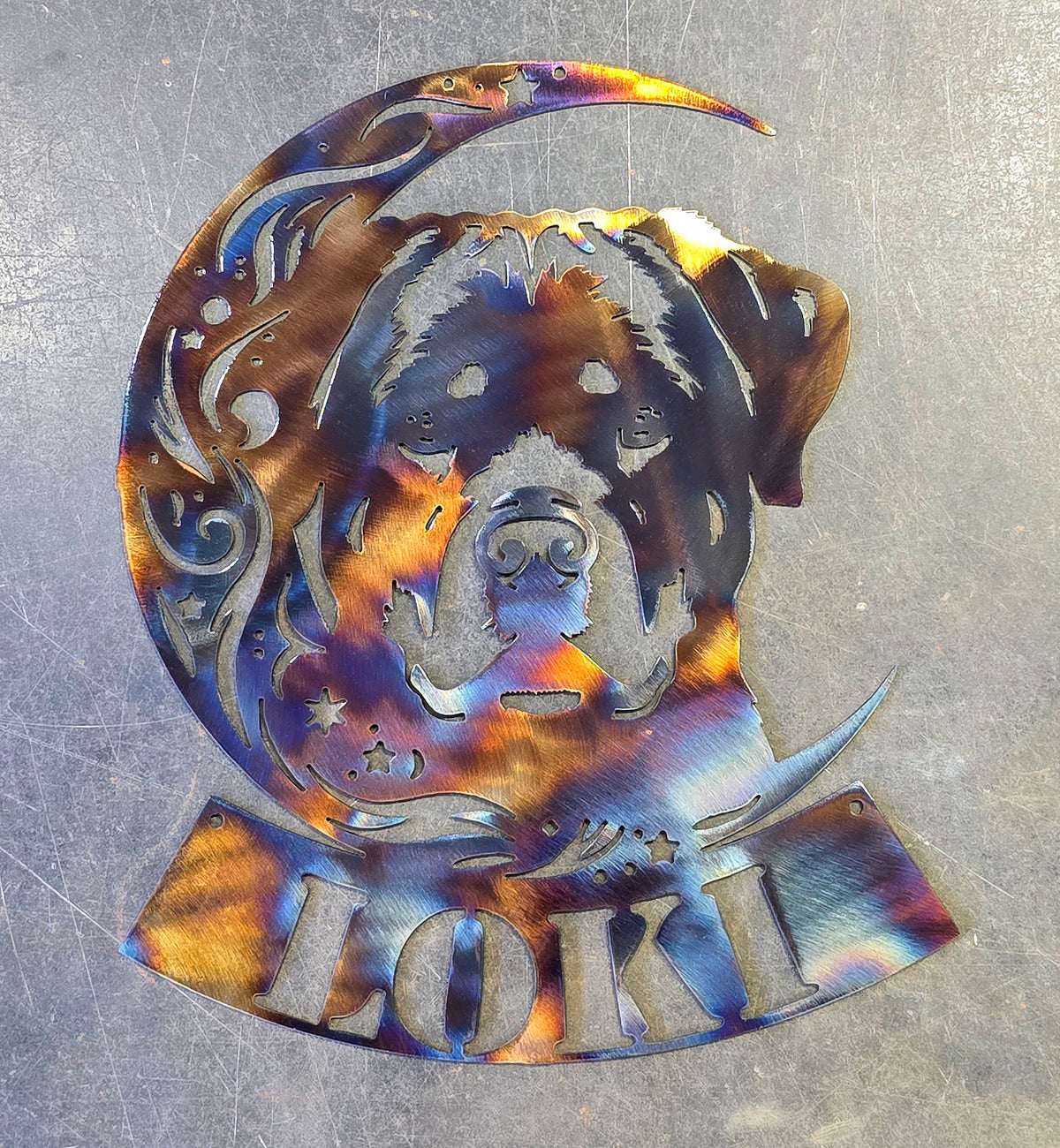 Rottweiler Moon Metal Wall Art