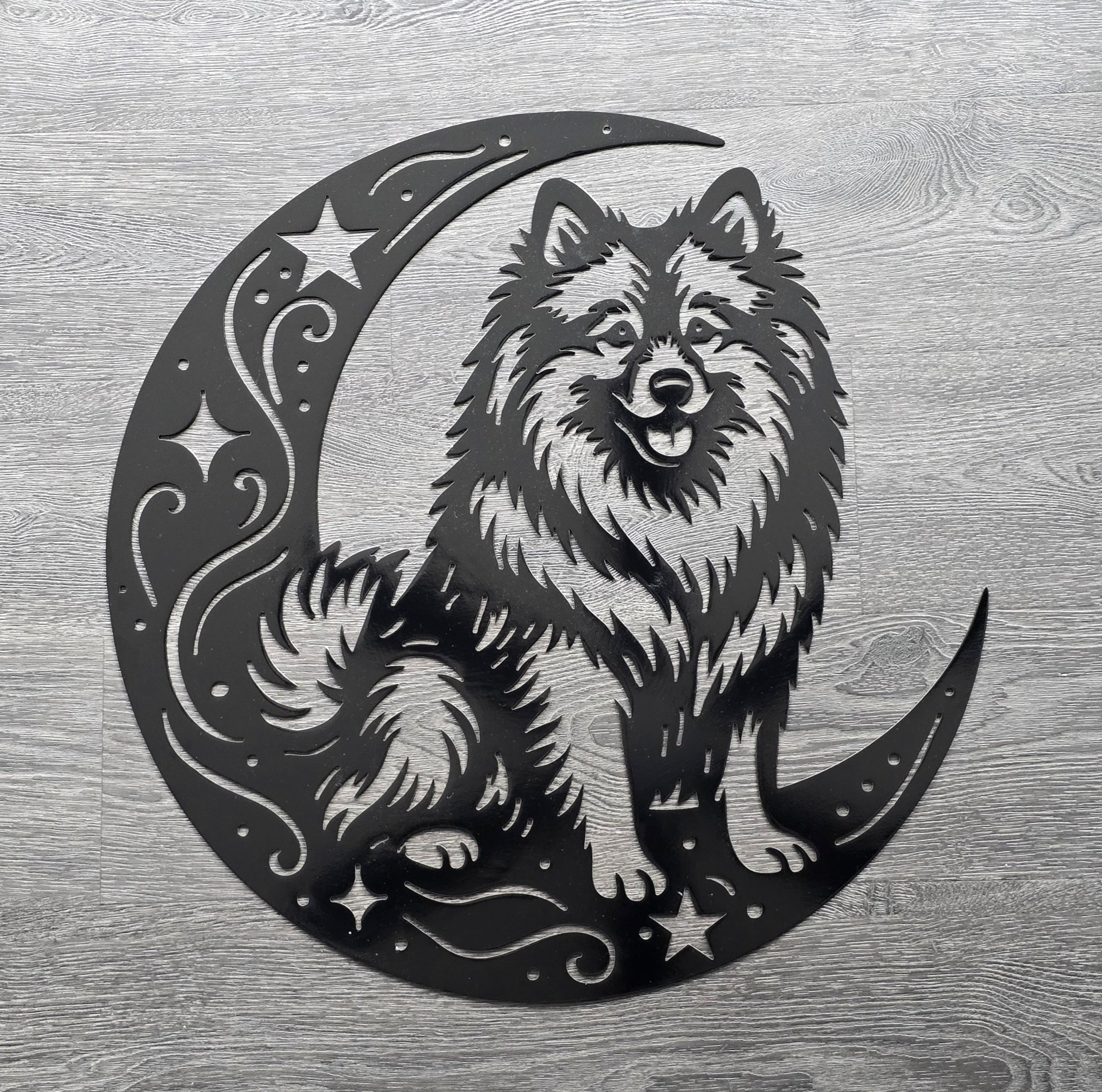 Keeshond "On The Moon" Metal Art