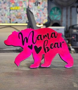 Mama Bear Metal Hitch Cover made from powder coated steel