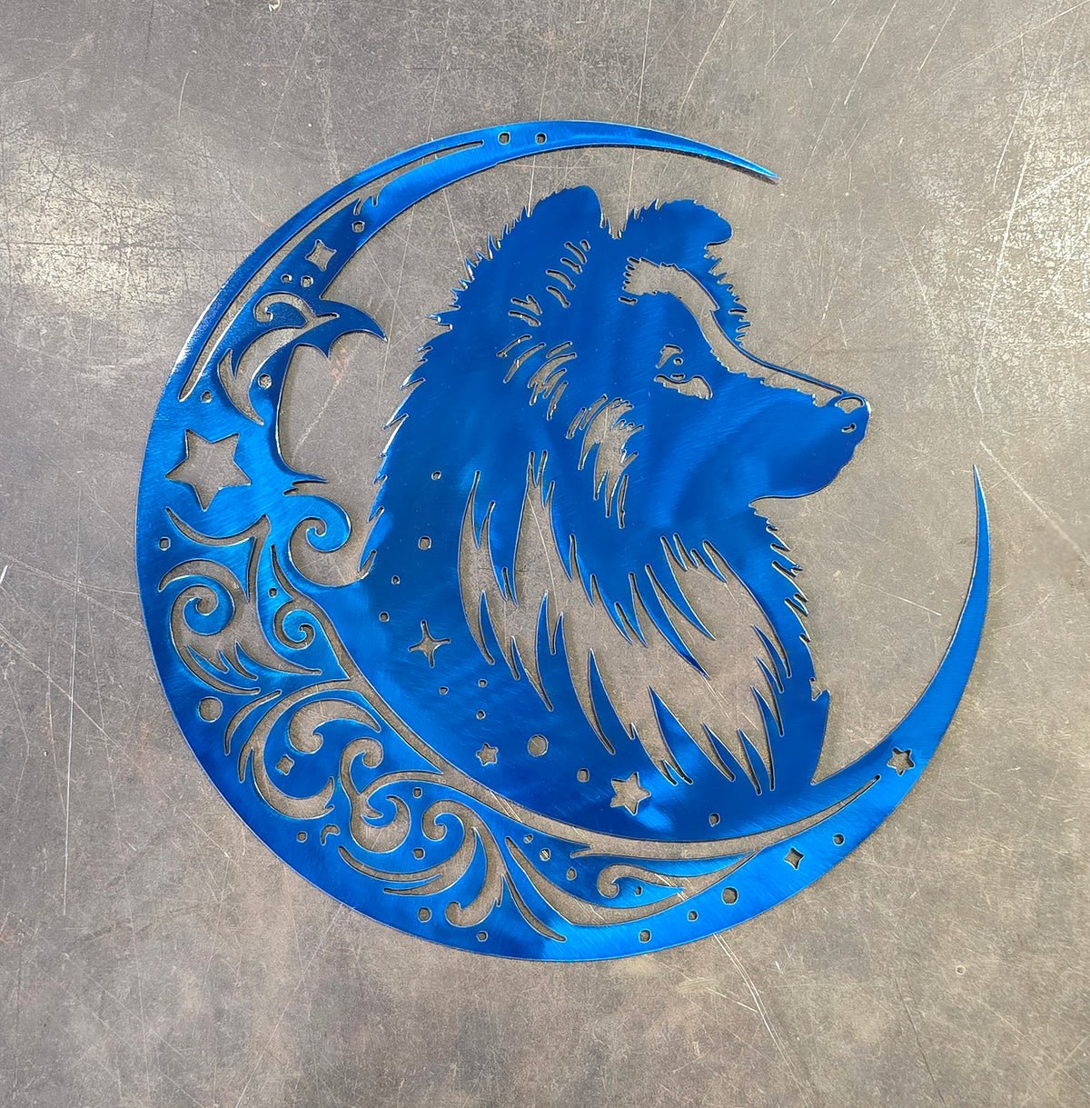 Sheltie Moon Metal Wall Art
