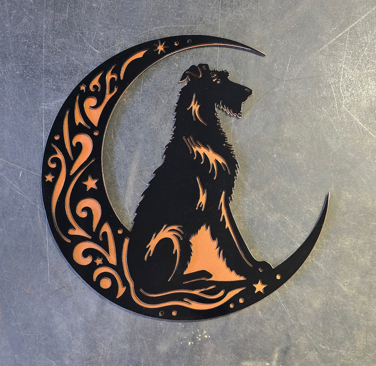 Irish Wolfhound Moon Metal Wall Art