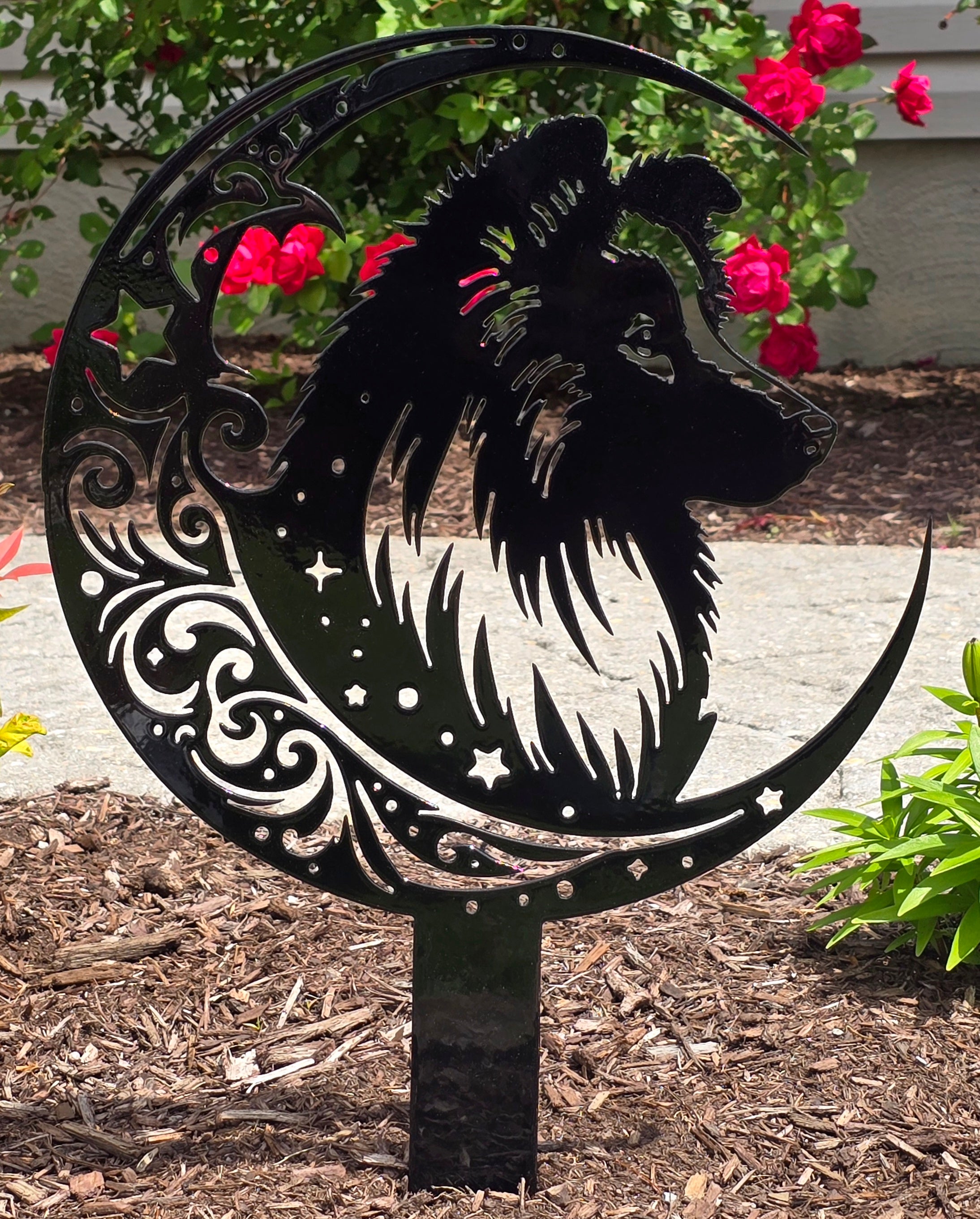 Dogs On The Moon – Sheltie Garden Stake