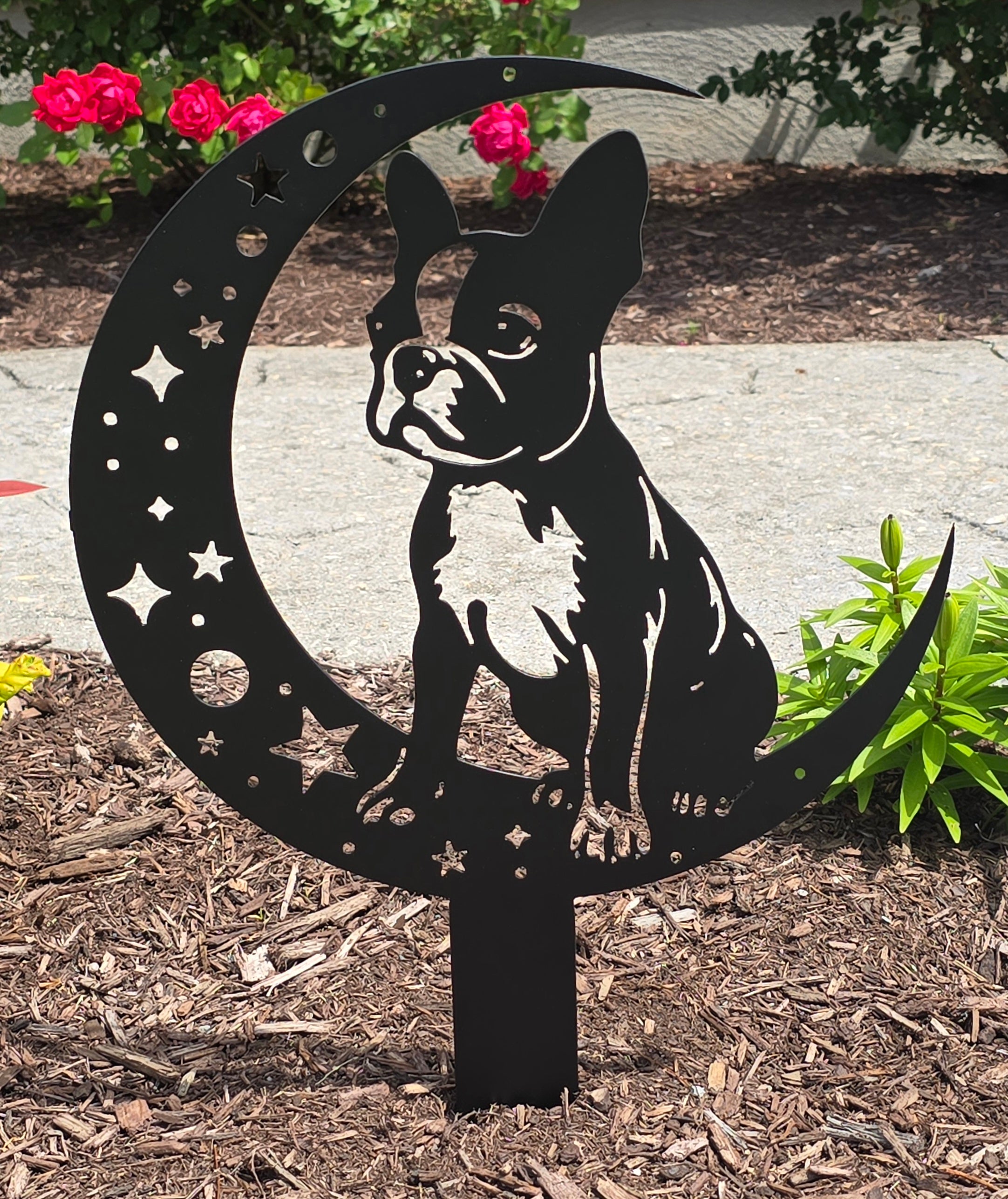 Dogs On The Moon – Boston Terrier Garden Stake