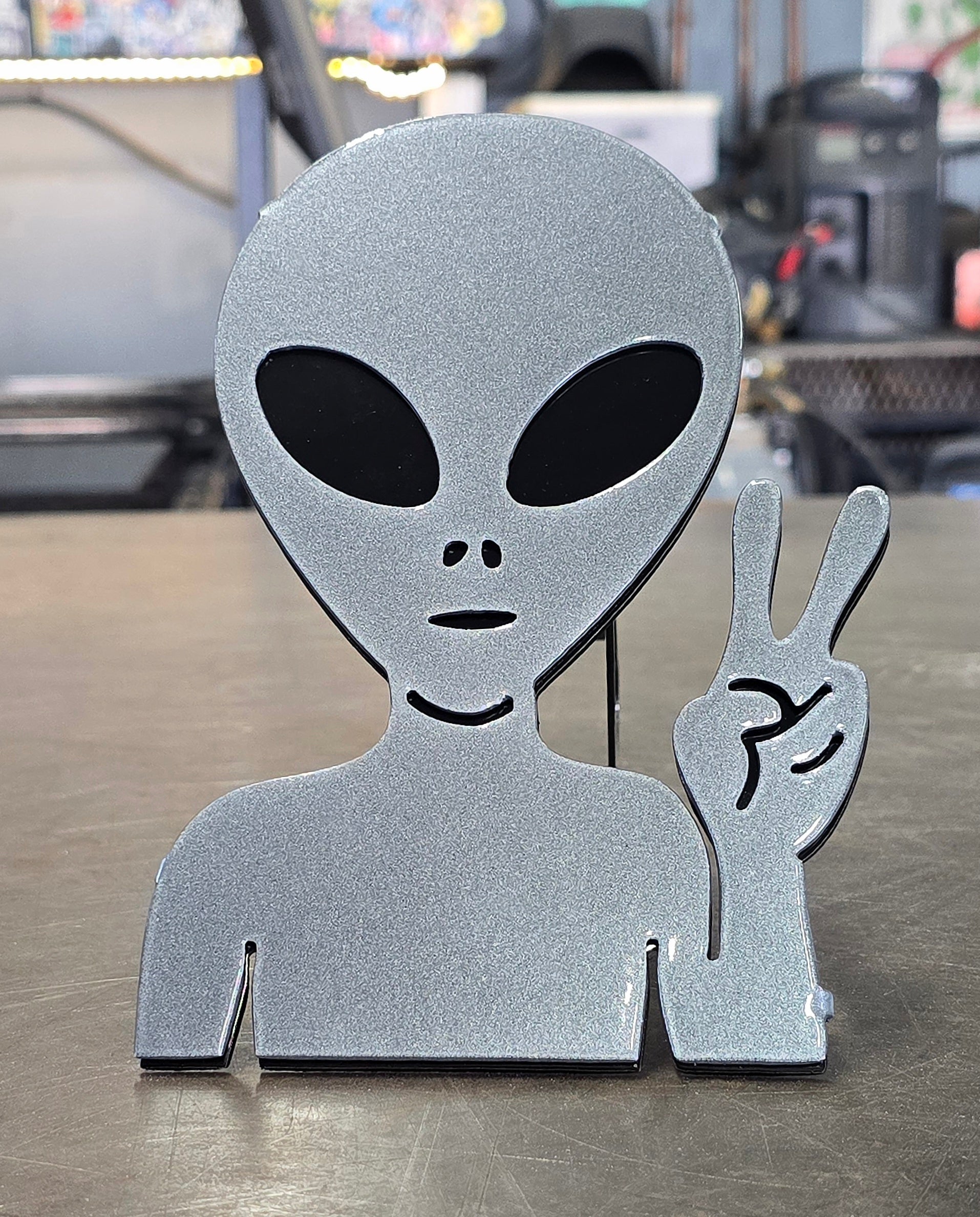 Alien Peace Sign Metal Hitch Cover