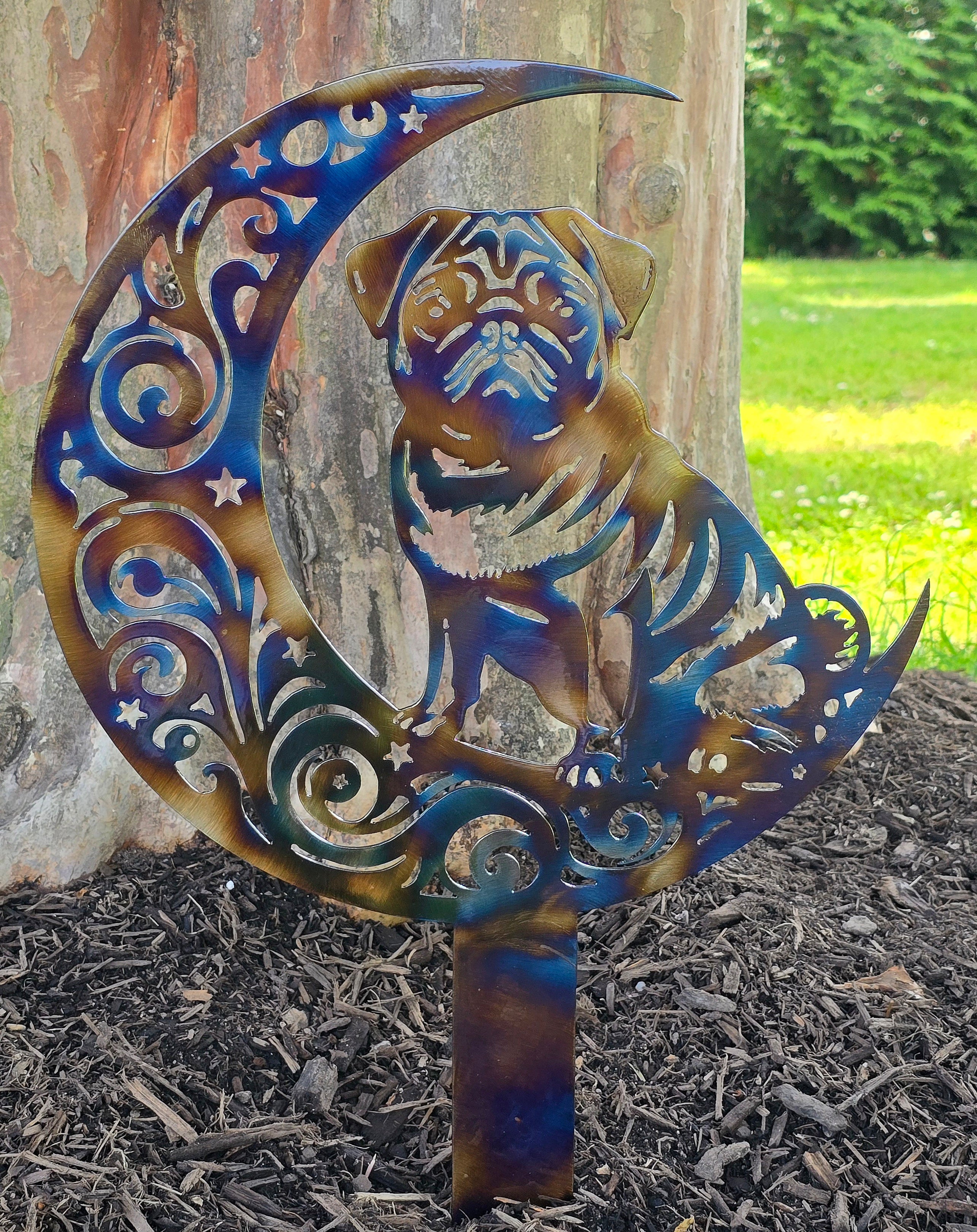 Dogs On The Moon – Pug Garden Stake #2