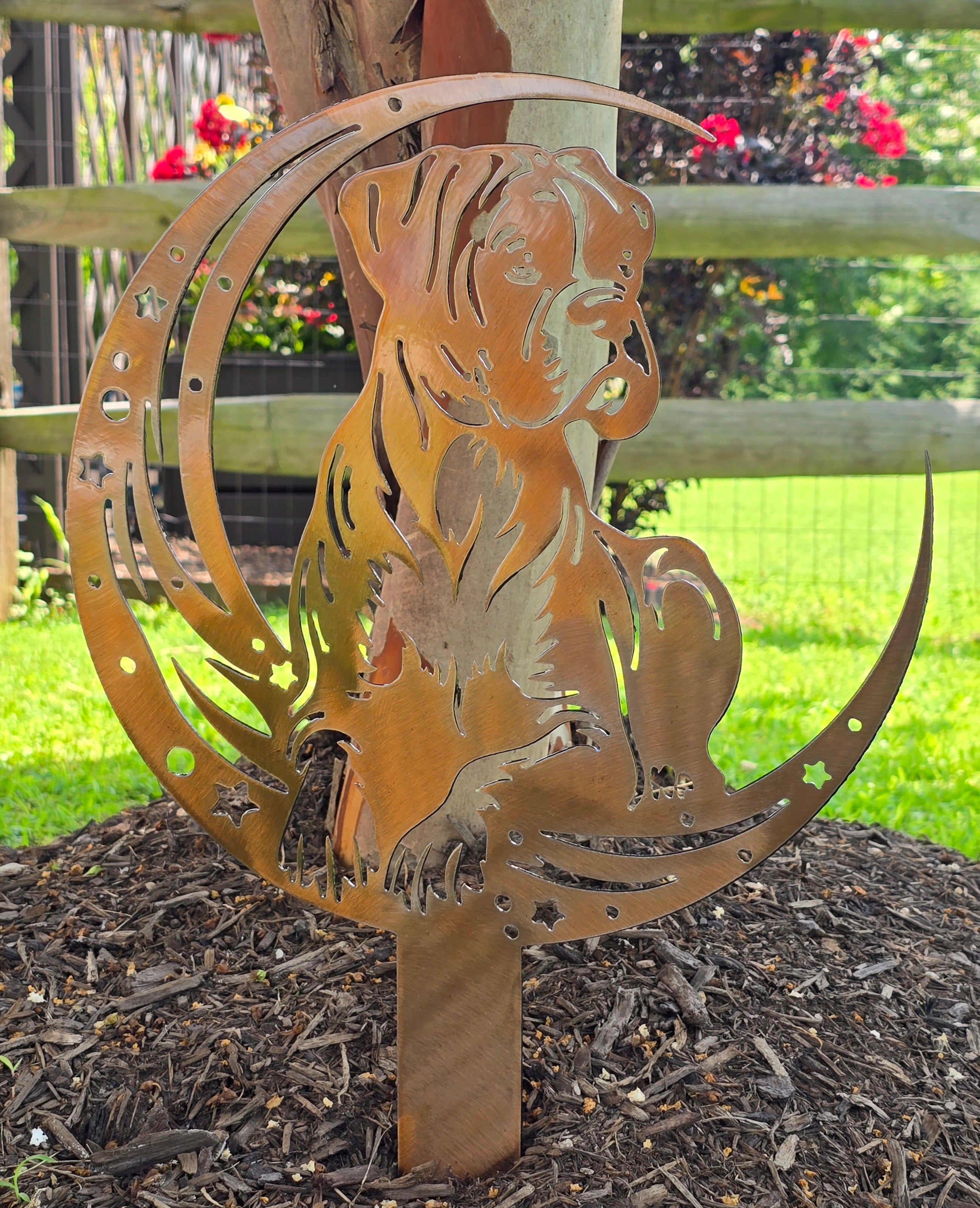Dogs On The Moon – Boxer Garden Stake #1