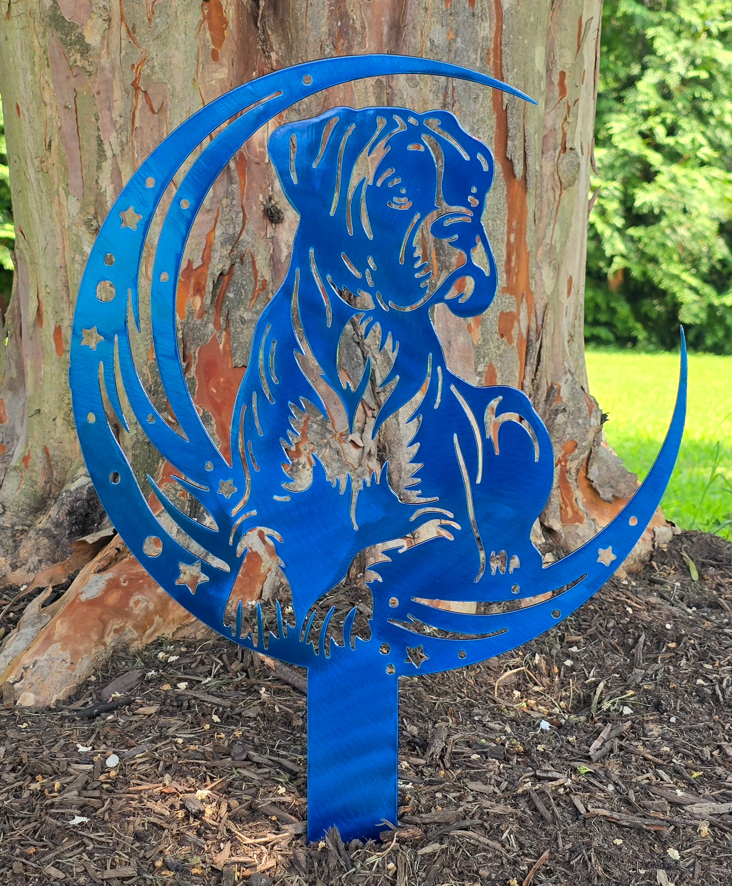 Dogs On The Moon – Boxer Garden Stake #1