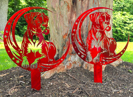 Boxer Moon Garden Stake