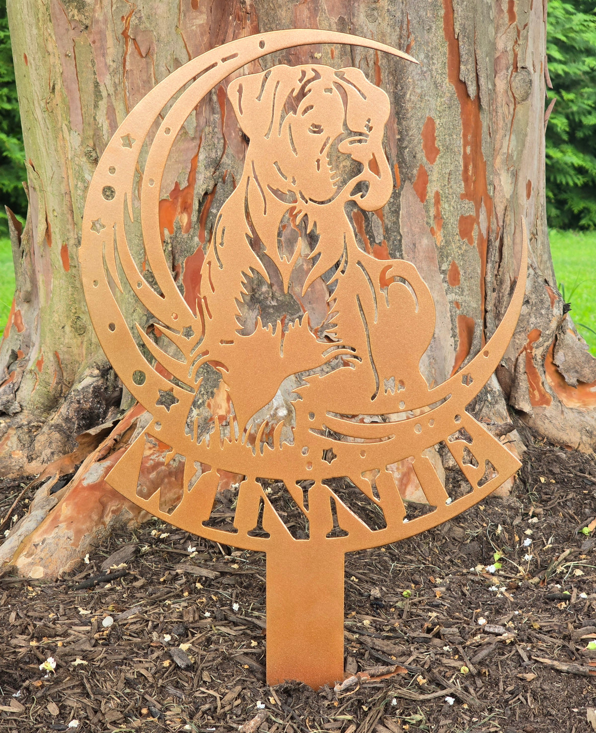 Boxer Moon Garden Stake #1