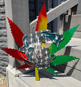 Cannabis leaf and fish artwork by Elite Metalworking