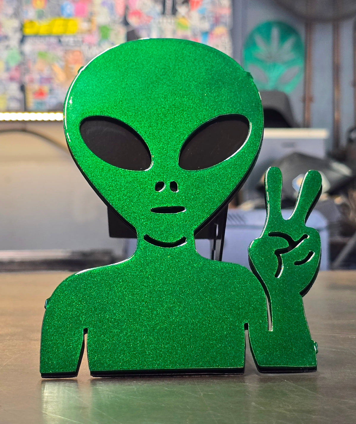 Alien Peace Sign Metal Hitch Cover