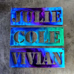 Julie Cole and Vivian nameplate set by Elite Metalworking