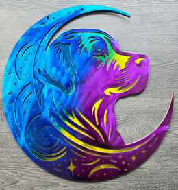 Labrador Retriever Moon Metal Wall Art