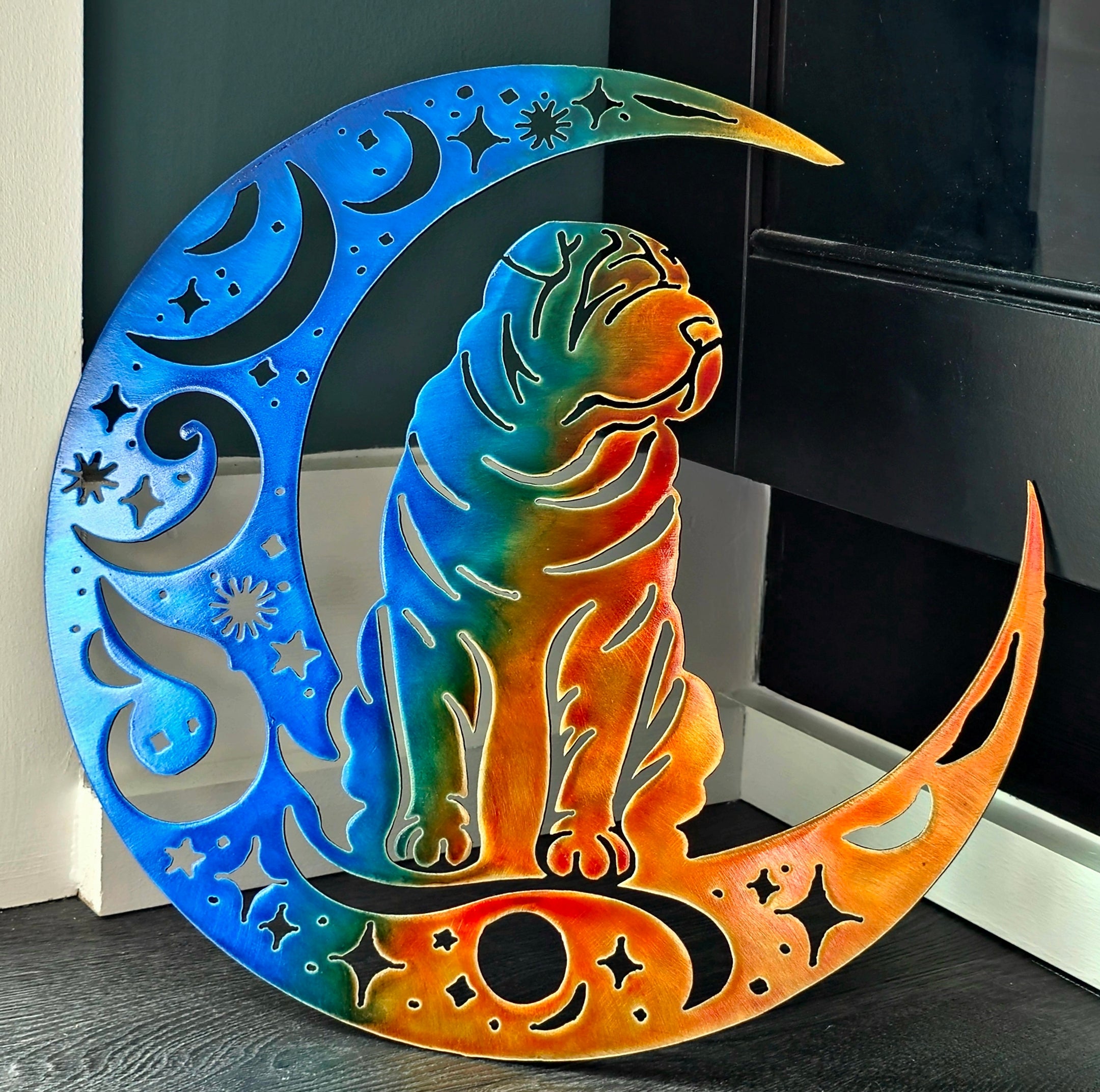 Shar Pei "On The Moon" Metal Art