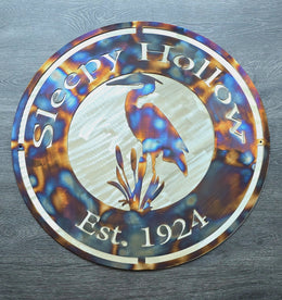 Blue Heron Personalized Metal Sign