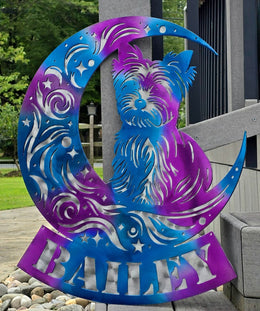 Yorkie Moon Metal Wall Art