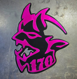 Pink Hellcat vehicle emblem by Elite Metalworking