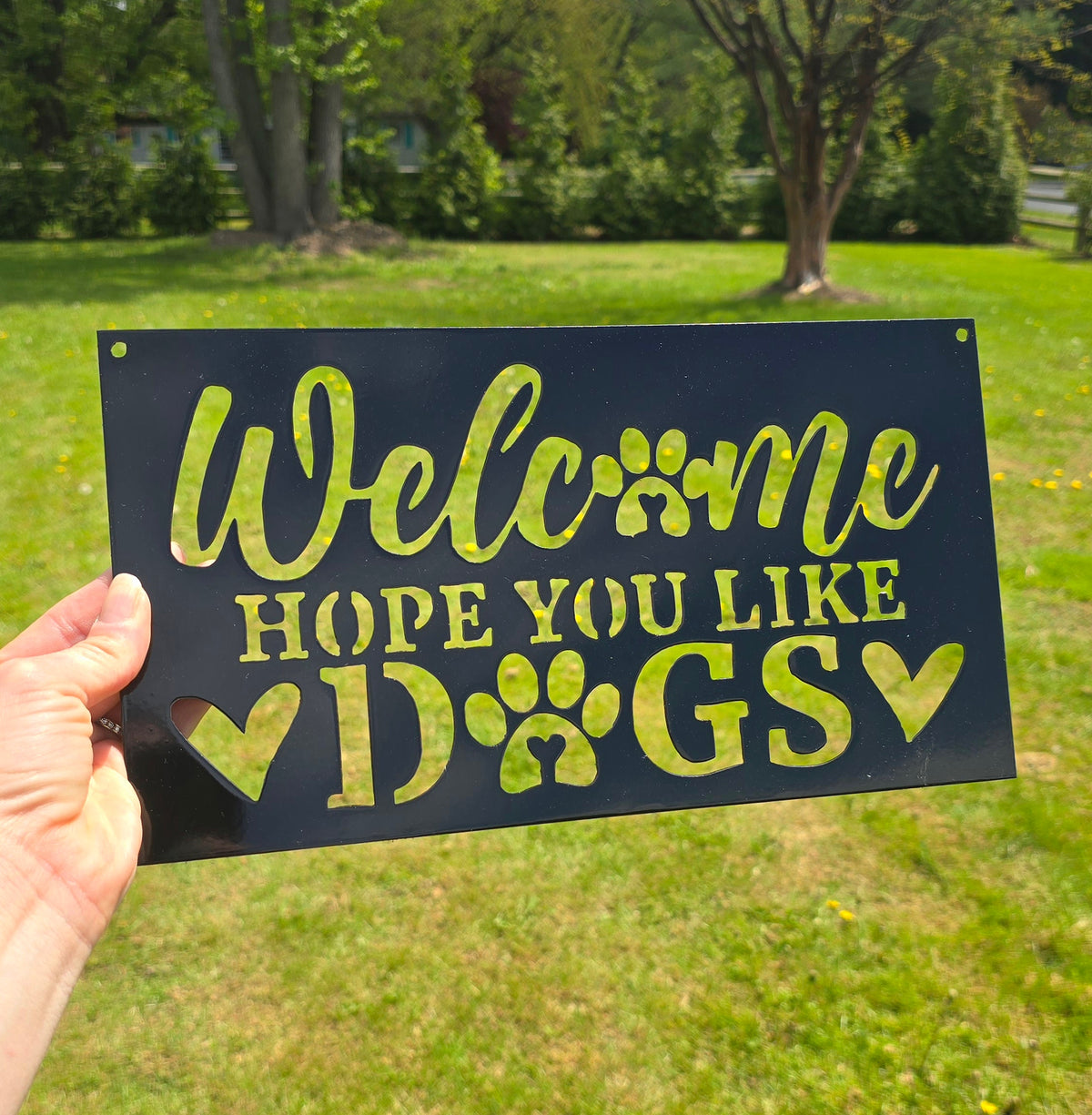 Welcome Dog Lovers Metal Wall Art