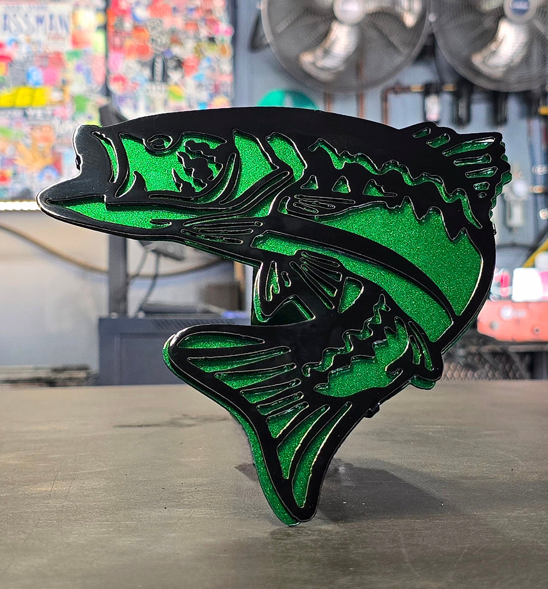 Largemouth Bass Metal Hitch Cover