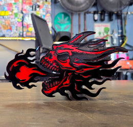 Red dragon hitch cover by Elite Metalworking