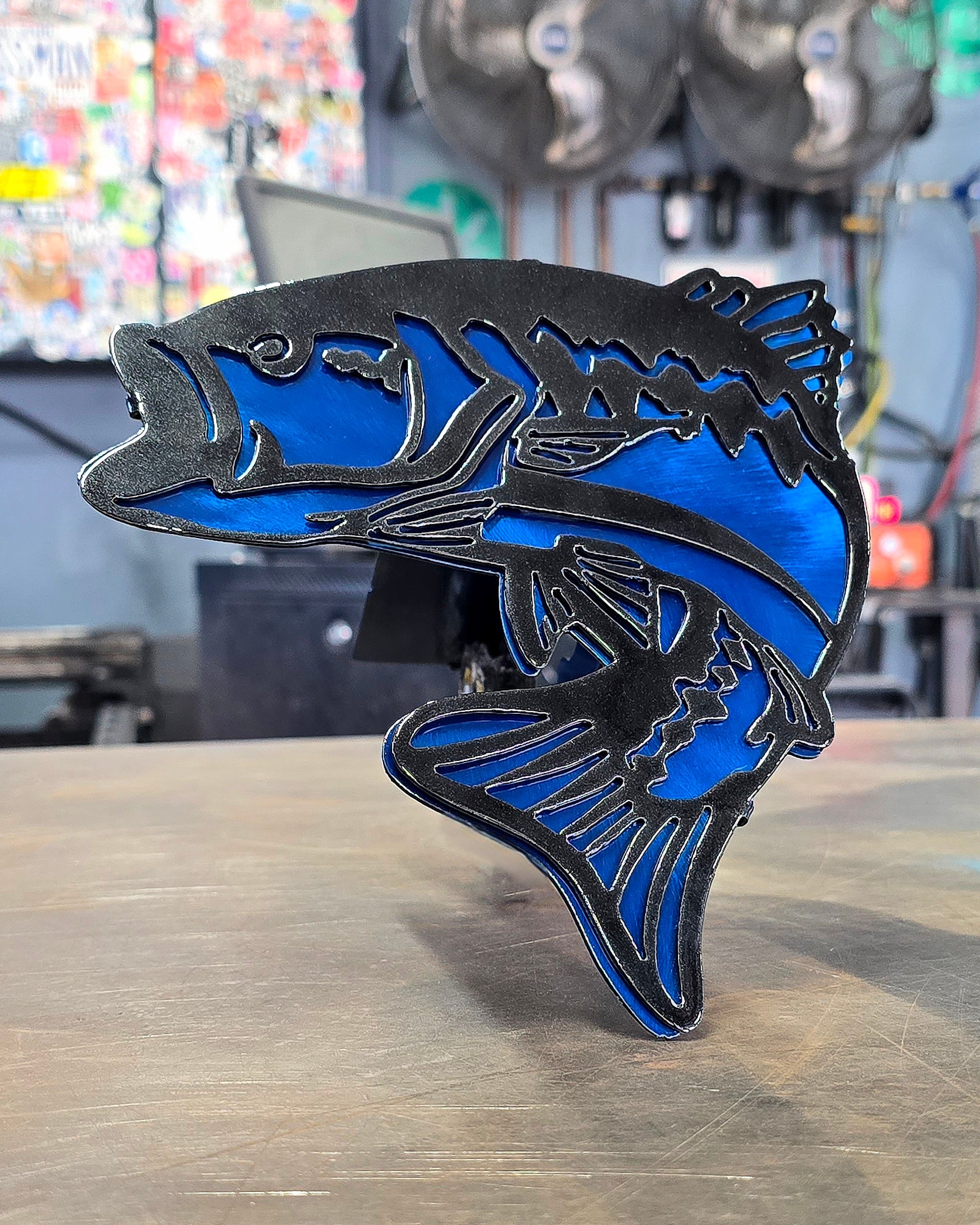 Largemouth Bass Metal Hitch Cover