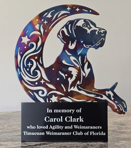Dog-on-the-moon memorial plaque by Elite Metalworking
