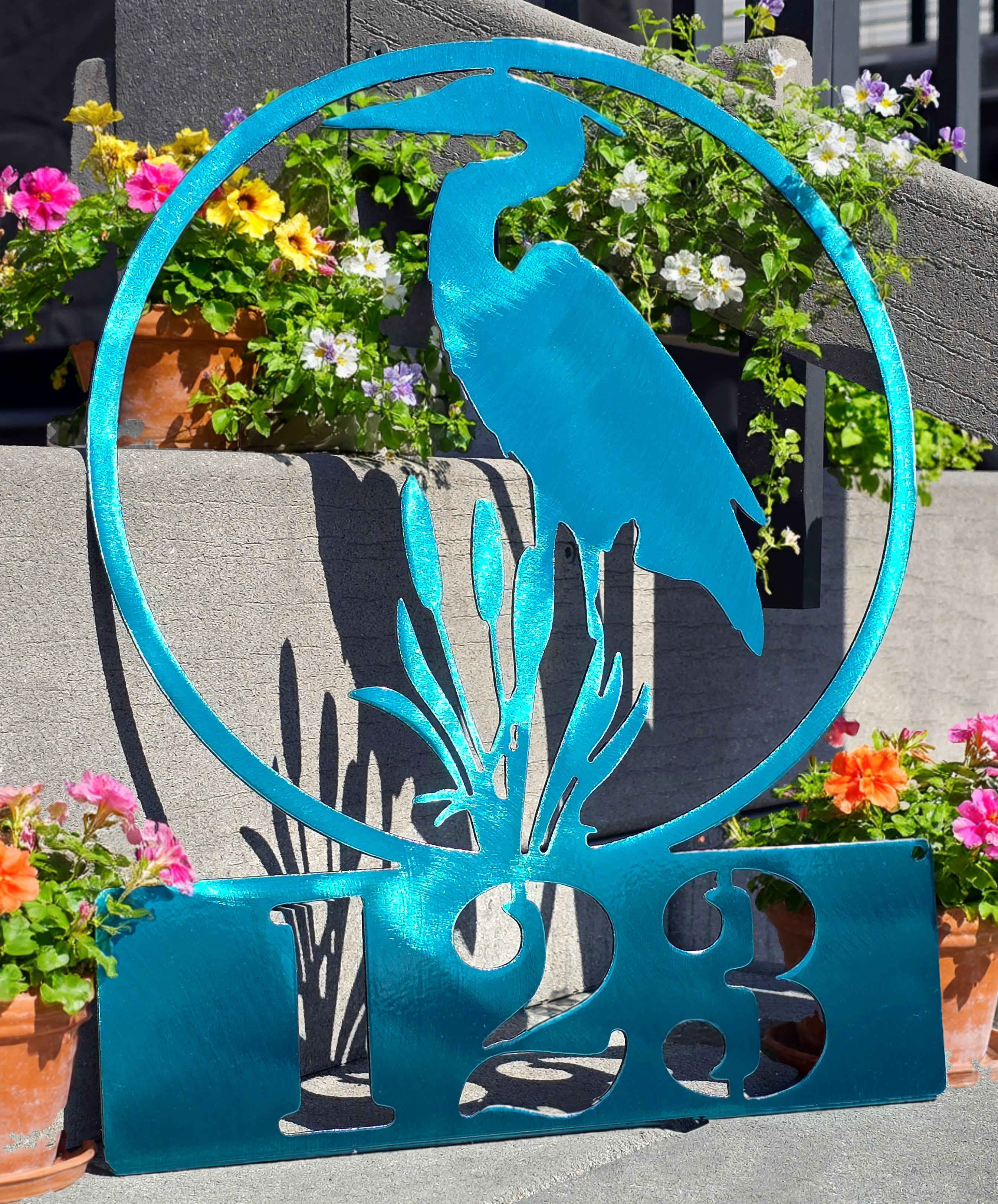 Blue Heron Address & Name Sign #1