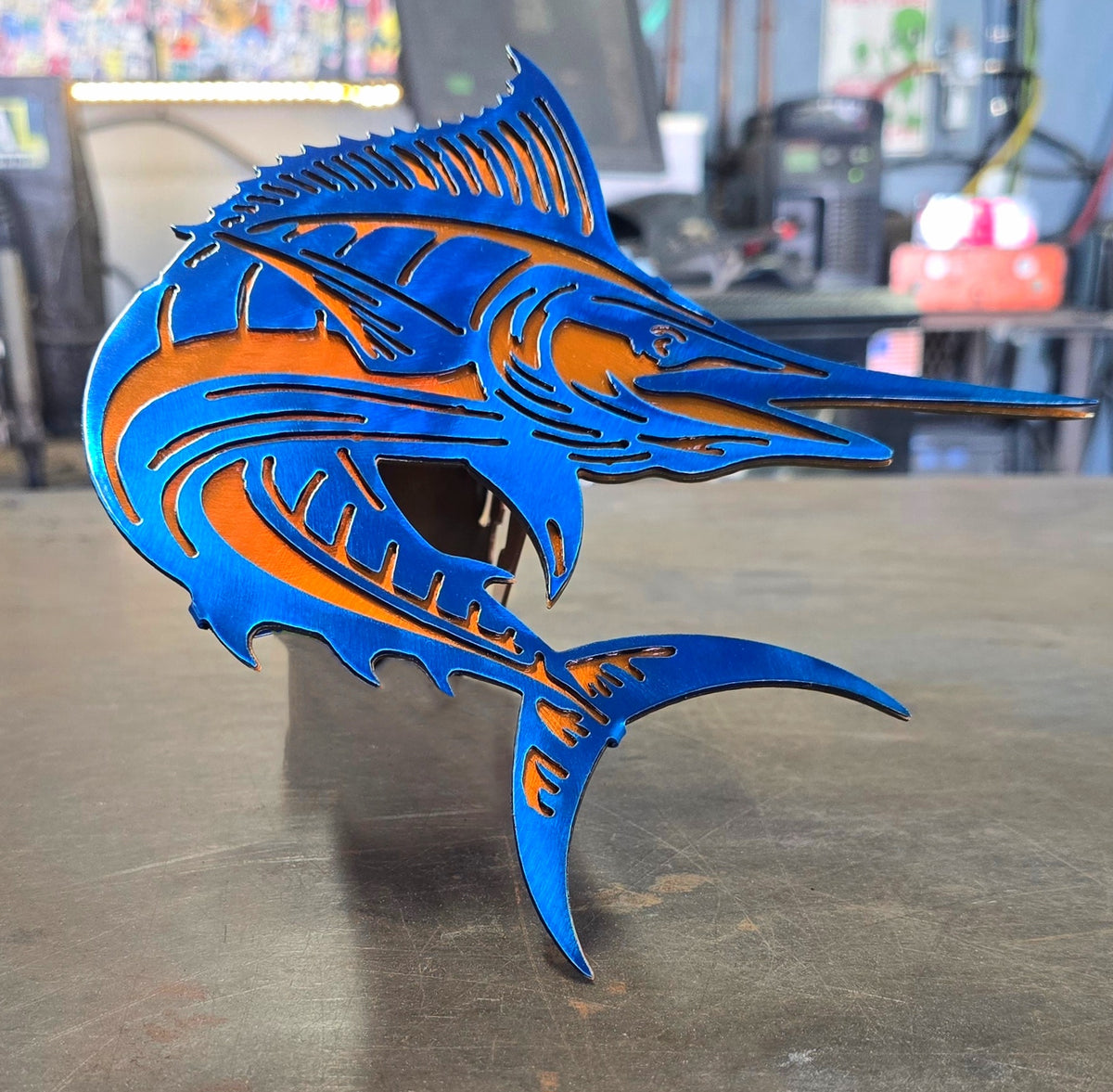 Blue Marlin Metal Hitch Cover