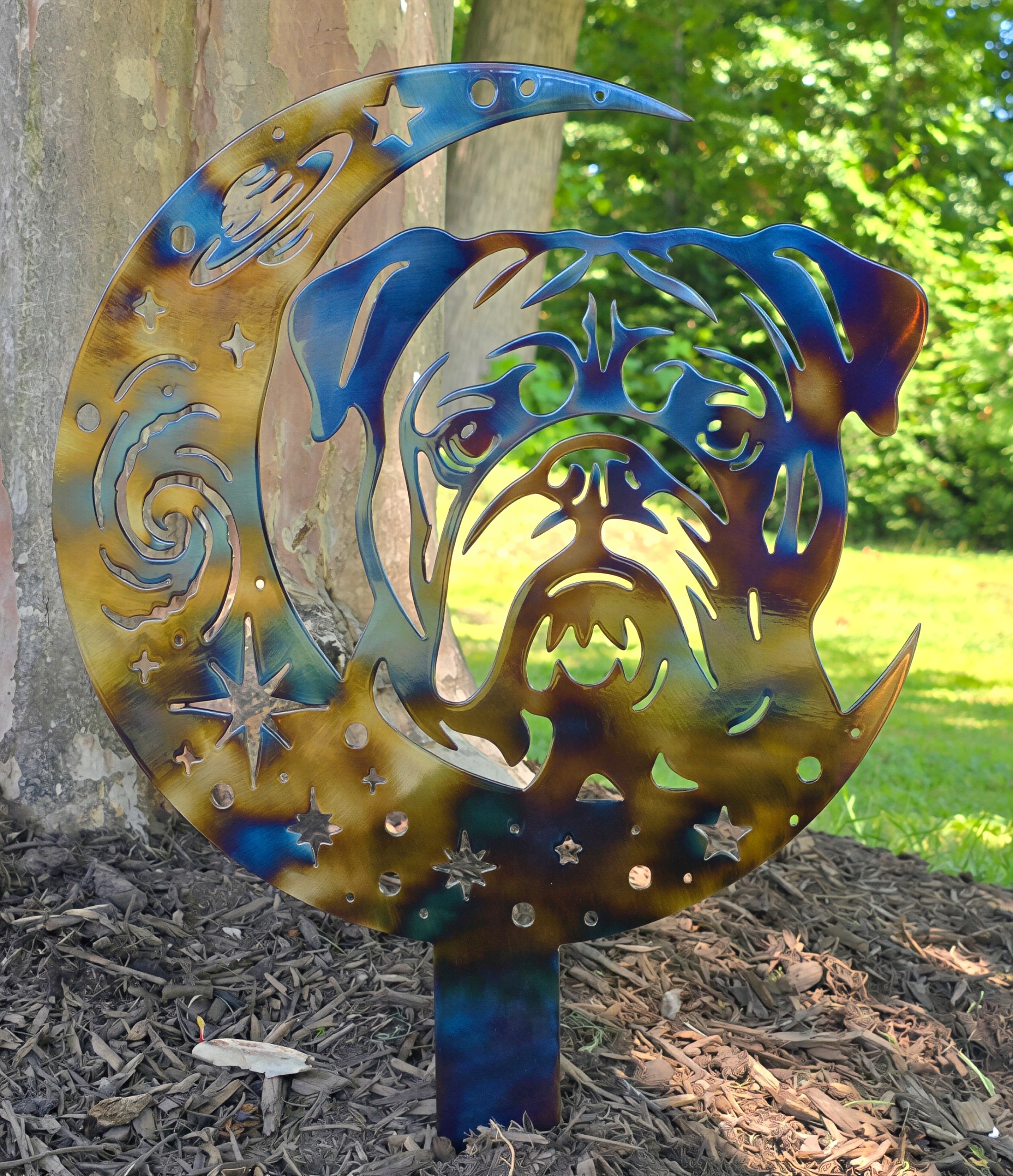 Dogs On The Moon – Bulldog Garden Stake #7