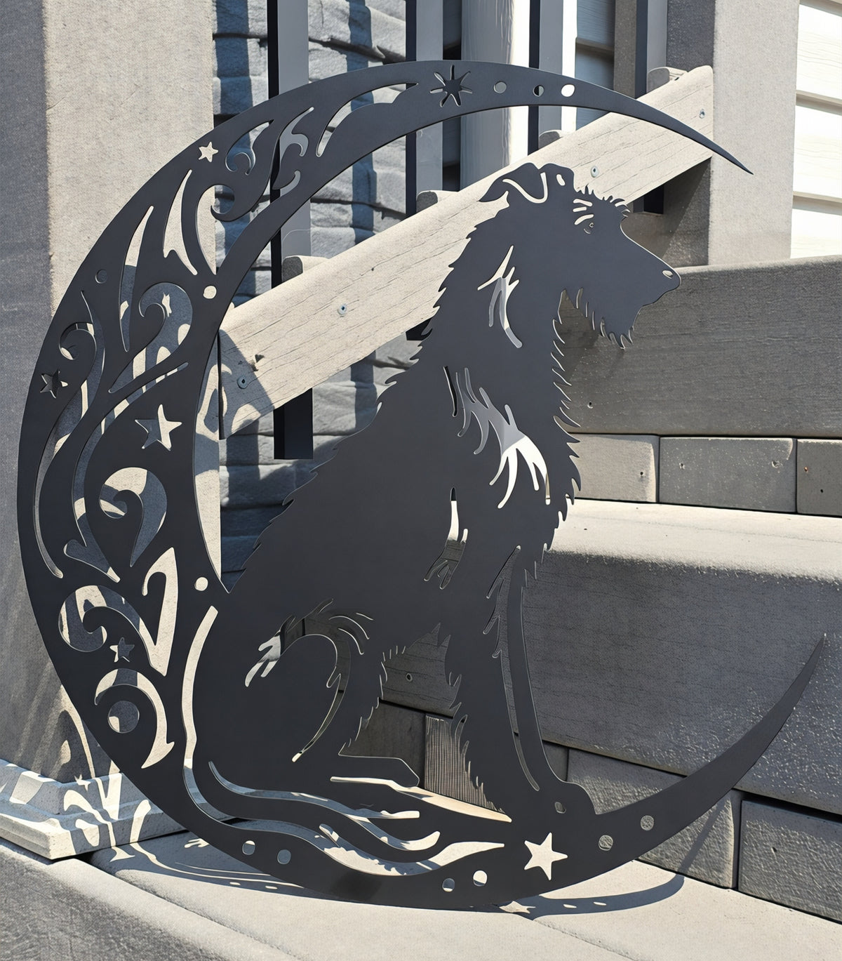 Irish Wolfhound Moon Metal Wall Art