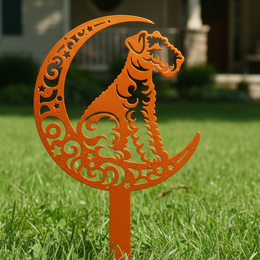 Airedale Terrier Moon Garden Stake