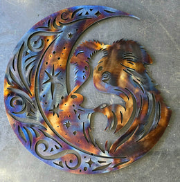 Australian Shepherd Moon Metal Wall Art